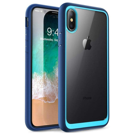 Image of REALIKE&reg; iPhone X Back Cover, Beetle Series Premium Hybrid Protective Frost Clear Case for Apple iPhone X (BLUE)