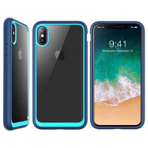 Image of REALIKE® iPhone X Back Cover, Beetle Series Premium Hybrid Protective Frost Clear Case for Apple iPhone X (BLUE)