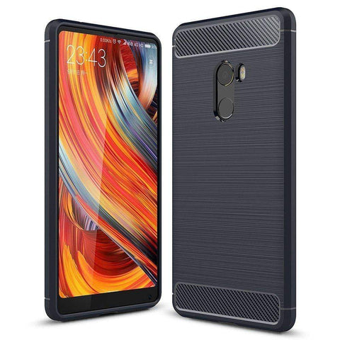 Image of REALIKE® Mi Mix 2 Back Cover, Flexible Carbon Fibre Design Light Weight Shockproof Back Cover For Xiaomi Mi Mix 2 - Metallic Blue