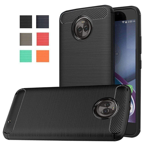 Image of REALIKE® MOTO X4 Back Cover, Flexible Carbon Fibre Design Light Weight Shockproof Back Cover For Motorola Moto X4 (Black)