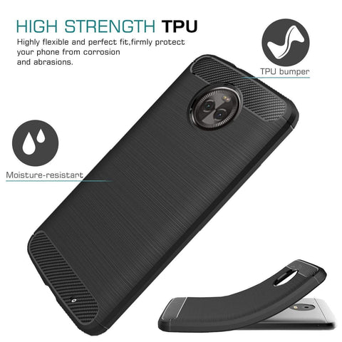 Image of REALIKE® MOTO X4 Back Cover, Flexible Carbon Fibre Design Light Weight Shockproof Back Cover For Motorola Moto X4 (Black)