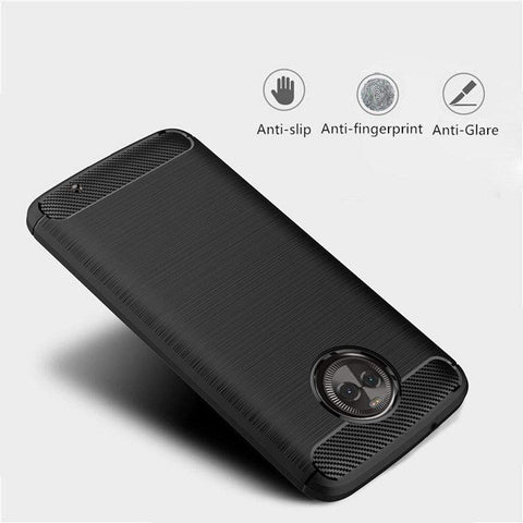 Image of REALIKE® MOTO X4 Back Cover, Flexible Carbon Fibre Design Light Weight Shockproof Back Cover For Motorola Moto X4 (Black)