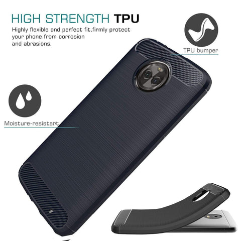 Image of REALIKE® MOTO X4 Back Cover, Flexible Carbon Fibre Design Light Weight Shockproof Back Cover For Motorola Moto X4 (Blue)