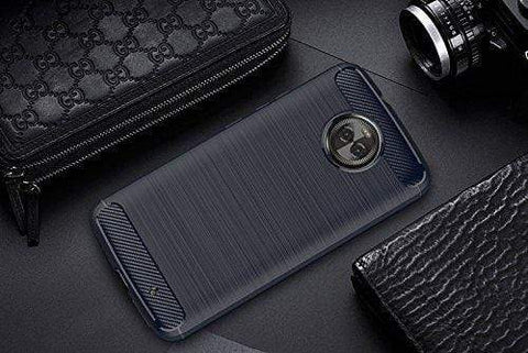 Image of REALIKE® MOTO X4 Back Cover, Flexible Carbon Fibre Design Light Weight Shockproof Back Cover For Motorola Moto X4 (Blue)