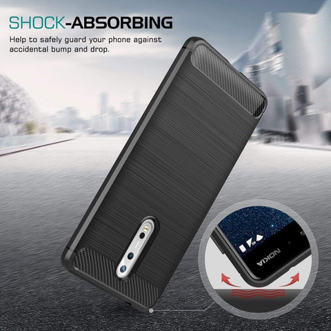 Image of REALIKE® NOKIA 8 (2017) Flexible Carbon Fibre Design Light Weight Shockproof Back Cover For Nokia 8 (Black)