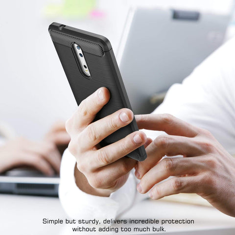 Image of REALIKE® NOKIA 8 (2017) Flexible Carbon Fibre Design Light Weight Shockproof Back Cover For Nokia 8 (Black)