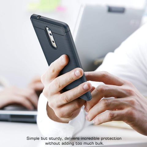 Image of REALIKE® NOKIA 8 (2017) Flexible Carbon Fibre Design Light Weight Shockproof Back Cover For Nokia 8 (Blue)