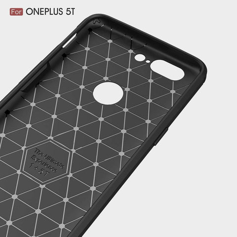 Image of REALIKE® OnePlus 5T Back Cover, Flexible Carbon Fiber Design Lightweight Shockproof Back Cover for OnePlus 5T (BLACK)
