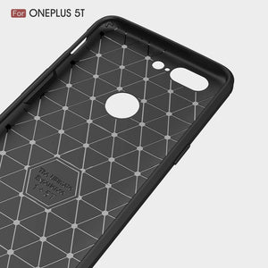 REALIKE&reg; OnePlus 5T Back Cover, Flexible Carbon Fiber Design Lightweight Shockproof Back Cover for OnePlus 5T (BLACK)
