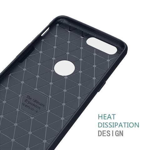 Image of REALIKE® OnePlus 5T Back Cover, Flexible Carbon Fiber Design Lightweight Shockproof Back Cover for OnePlus 5T (BLUE)
