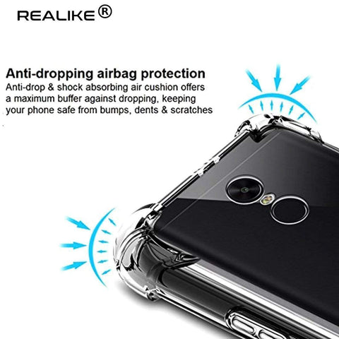 Image of REALIKE® Redmi Note 5 Back Cover, Branded Case With Ultimate Protection From Drops, Flexible Carbon Fiber Back Cover For Xiaomi Redmi Note 5-2018 (REDMI NOTE 5, CLEAR)