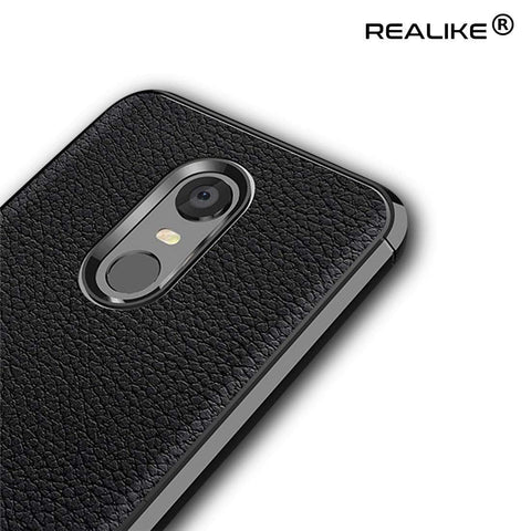 Image of REALIKE® Redmi Note 5 Back Cover, Branded Case With Ultimate Protection From Drops, Flexible Carbon Fiber Back Cover For Xiaomi Redmi Note 5-2018 (REDMI NOTE 5, LITCHI BLACK)