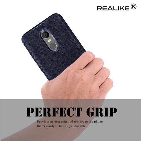 Image of REALIKE® Redmi Note 5 Back Cover, Branded Case With Ultimate Protection From Drops, Flexible Carbon Fiber Back Cover For Xiaomi Redmi Note 5-2018 (REDMI NOTE 5, LITCHI BLUE)
