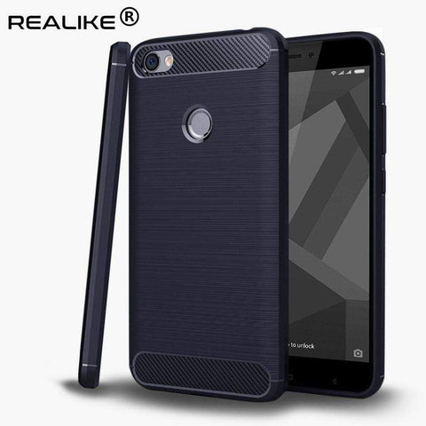 Image of REALIKE® Xiaomi Redmi Y1 Back Cover, Flexible Carbon Fiber Design Lightweight Shockproof Back Cover for Xiaomi Redmi Y1 (BLUE)