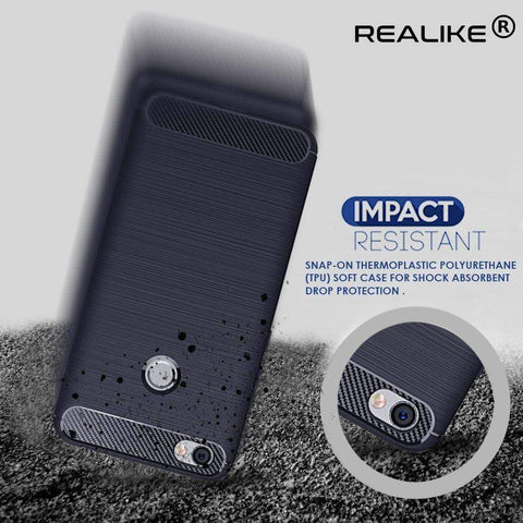 Image of REALIKE® Xiaomi Redmi Y1 Back Cover, Flexible Carbon Fiber Design Lightweight Shockproof Back Cover for Xiaomi Redmi Y1 (BLUE)