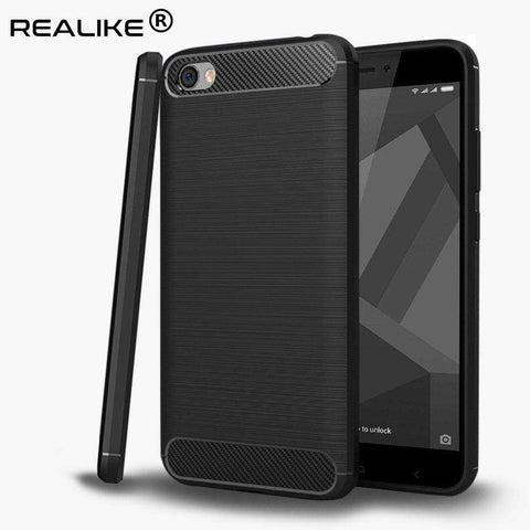 Image of REALIKE® Xiaomi Redmi Y1 Lite Back Cover, Flexible Carbon Fiber Design Lightweight Shockproof Back Cover for Xiaomi Redmi Y1 Lite - Metallic Blue (BLACK)