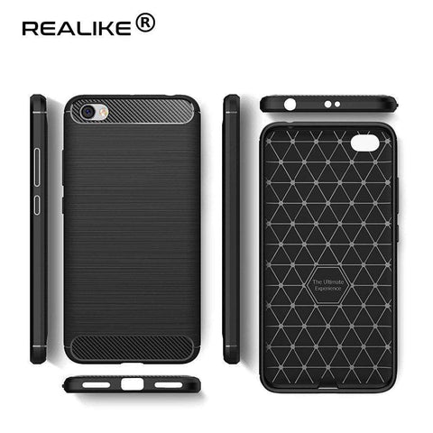 Image of REALIKE® Xiaomi Redmi Y1 Lite Back Cover, Flexible Carbon Fiber Design Lightweight Shockproof Back Cover for Xiaomi Redmi Y1 Lite - Metallic Blue (BLACK)