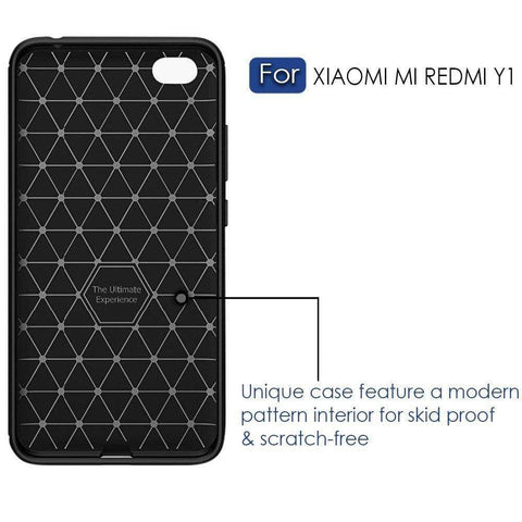 Image of REALIKE® Xiaomi Redmi Y1 Lite Back Cover, Flexible Carbon Fiber Design Lightweight Shockproof Back Cover for Xiaomi Redmi Y1 Lite - Metallic Blue (BLACK)