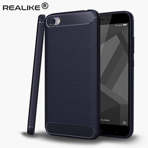 Image of REALIKE® Xiaomi Redmi Y1 Lite Back Cover, Flexible Carbon Fiber Design Lightweight Shockproof Back Cover for Xiaomi Redmi Y1 Lite - Metallic Blue (BLUE)