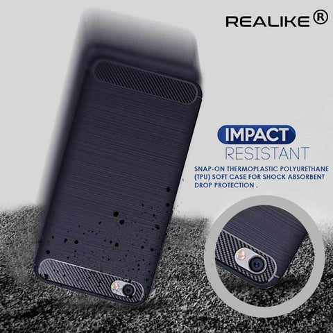 Image of REALIKE® Xiaomi Redmi Y1 Lite Back Cover, Flexible Carbon Fiber Design Lightweight Shockproof Back Cover for Xiaomi Redmi Y1 Lite - Metallic Blue (BLUE)