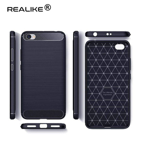 Image of REALIKE® Xiaomi Redmi Y1 Lite Back Cover, Flexible Carbon Fiber Design Lightweight Shockproof Back Cover for Xiaomi Redmi Y1 Lite - Metallic Blue (BLUE)