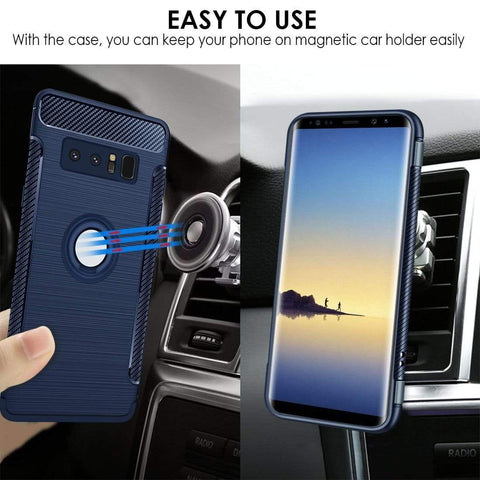 Image of REALIKE® Samsung Galaxy Note 8 Cover Flexible Carbon Fiber Design Lightweight Shockproof Ring Holder Magnatic Case For Samsung Galaxy Note 8