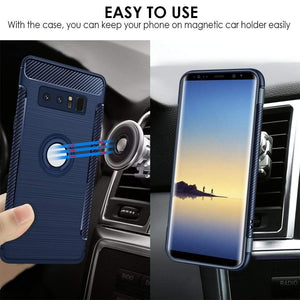 REALIKE® Samsung Galaxy Note 8 Cover Flexible Carbon Fiber Design Lightweight Shockproof Ring Holder Magnatic Case For Samsung Galaxy Note 8