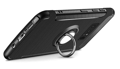 Image of REALIKE® Samsung Galaxy Note 8 Cover Flexible Carbon Fiber Design Lightweight Shockproof Ring Holder Magnatic Case For Samsung Galaxy Note 8 (BLACK)