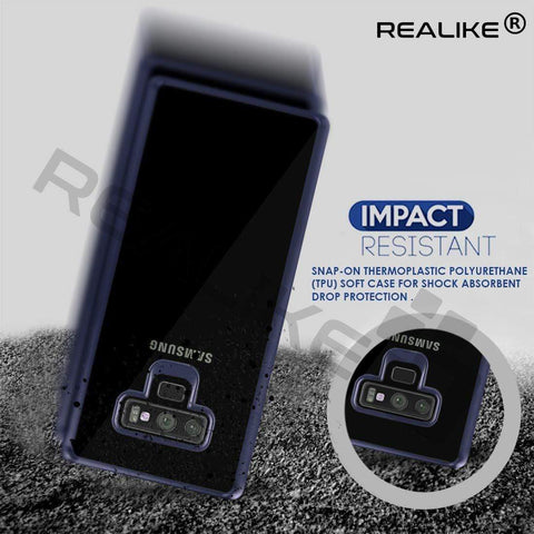 Image of REALIKE® Samsung Galaxy Note 9 Cover Flexible Transparent Lightweight Shockproof Case for Samsung Galaxy Note 9-2018 {Diamond Series Blue}