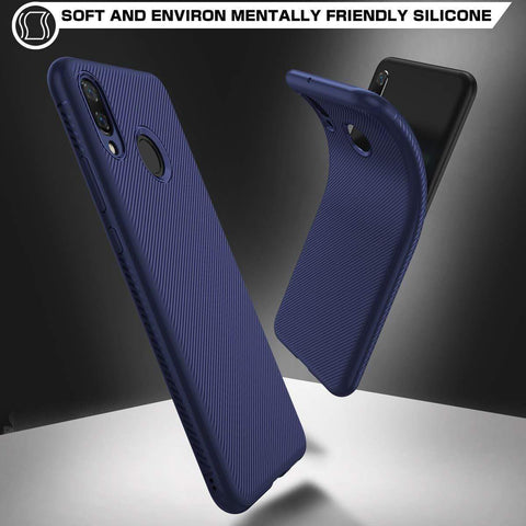Image of REALIKE Samsung M20 Case, Flexible Carbon Fiber Full Shockproof Case for Samsung Galaxy M20 (Carbon Blue)