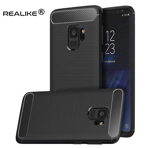 Image of REALIKE® Samsung S9 Back Cover, Branded Case With Ultimate Protection From Drops, Flexible Carbon Fiber Back Cover For SAMSUNG GALAXY S9-2018