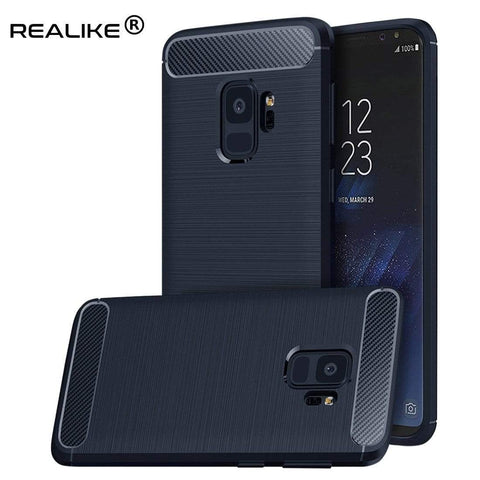 Image of REALIKE® Samsung S9 Back Cover, Branded Case With Ultimate Protection From Drops, Flexible Carbon Fiber Back Cover For SAMSUNG GALAXY S9-2018