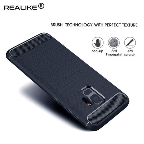 Image of REALIKE® Samsung S9 Back Cover, Branded Case With Ultimate Protection From Drops, Flexible Carbon Fiber Back Cover For SAMSUNG GALAXY S9-2018