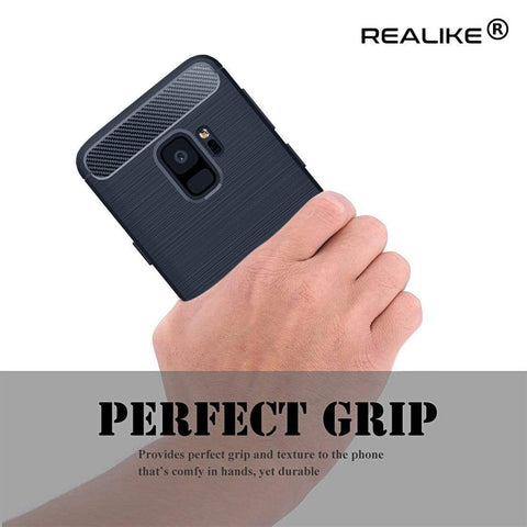Image of REALIKE® Samsung S9 Back Cover, Branded Case With Ultimate Protection From Drops, Flexible Carbon Fiber Back Cover For SAMSUNG GALAXY S9-2018