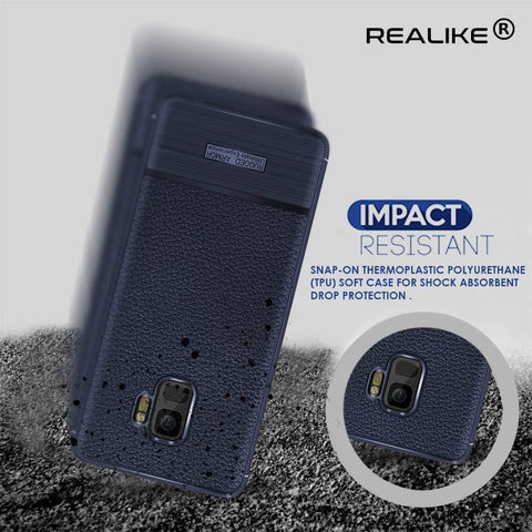 Image of REALIKE® Samsung S9 Back Cover, Branded Case With Ultimate Protection From Drops, Flexible Litchi Pattern Back Cover For SAMSUNG GALAXY S9-2018
