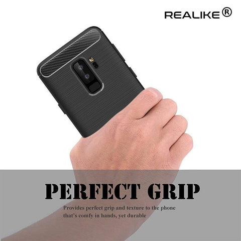 Image of REALIKE® Samsung S9 Plus Back Cover, Branded Case With Ultimate Protection From Drops, Flexible Carbon Fiber Back Cover For Samsung Galaxy S9 Plus-2018