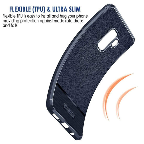 Image of REALIKE® Samsung S9 Plus Back Cover, Branded Case With Ultimate Protection From Drops, Flexible Litchi Pattern Back Cover For SAMSUNG GALAXY S9 PLUS-2018
