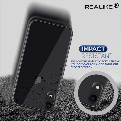 Image of REALIKE® Specially Designed iPhone XR Back Cover, Branded Case with Ultimate Protection, Premium Quality Transparent Case for iPhone XR (iPhone XR, Clear Black)