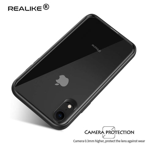 Image of REALIKE® Specially Designed iPhone XR Back Cover, Branded Case with Ultimate Protection, Premium Quality Transparent Case for iPhone XR (iPhone XR, Clear Black)