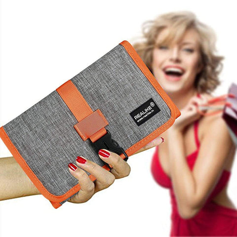 Image of REALIKE® Travel Organizer, 4 Folders Electronic Accessories Organizer for Cord, Hard Drive, Earphone, Power Bank and Others