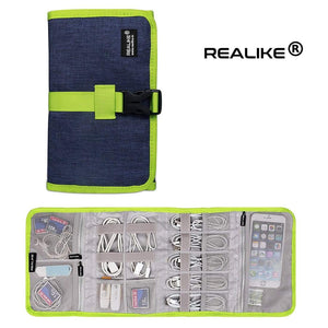 REALIKE® Travel Organizer, 4 Folders Electronic Accessories Organizer for Cord, Hard Drive, Earphone, Power Bank and Others