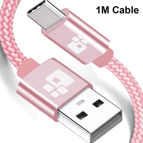 Image of REALIKE® Type C USB Data Cable, High Speed Data Transfer & Charging, Durable Nylon Braided Cable for Type C Compatible Devices.1 Meter Length {1 Year Warranty}