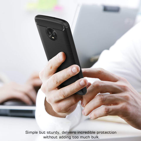 Image of REALIKE Ultimate Protection Flexible Carbon Fiber Back Cover for Moto G6 2018(Carbon Black)