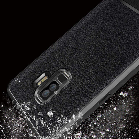 Image of REALIKE® Ultra Slim Soft TPU Case for Samsung Galaxy S9 Plus/S9+, Litchi Pattern Resistant Anti-Scratch Shock-Absorption Protective Cover Case Blue