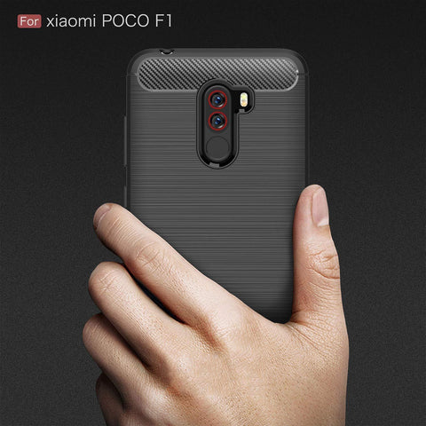 Image of REALIKE® Xiaomi Poco F1 Back Cover, Ultimate Protection from Drops, Durable, Anti Scratch, Perfect Fit Carbon Fiber Back Cover for Xiaomi Poco F1 2018 {Carbon Black} (Limited Time Discounted Price)