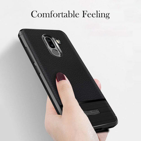 Image of REALIKE® Xiaomi Poco F1 Back Cover, Ultimate Protection from Drops, Durable, Anti Scratch, Perfect Fit Litchi Pattern Back Cover for Xiaomi Poco F1 2018 {Litchi Black}