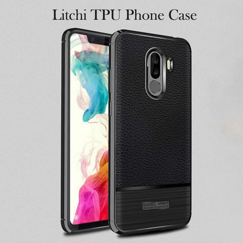 Image of REALIKE® Xiaomi Poco F1 Back Cover, Ultimate Protection from Drops, Durable, Anti Scratch, Perfect Fit Litchi Pattern Back Cover for Xiaomi Poco F1 2018 {Litchi Black}