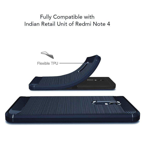 Image of Redmi Note 4 Armor Case (INDIAN Version) REALIKE® Ultimate Protection from Drops in Slim profile, Durable, Anti Scratch, Perfect Fit, Air Cushion Anti Shock Technology, Flexible Tough TPU Phone Back Cover for Redmi Note 4 100% Fit For INDIAN Version-