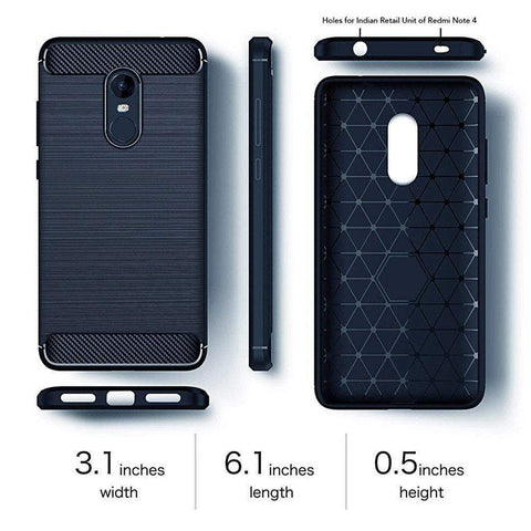 Image of Redmi Note 4 Armor Case (INDIAN Version) REALIKE® Ultimate Protection from Drops in Slim profile, Durable, Anti Scratch, Perfect Fit, Air Cushion Anti Shock Technology, Flexible Tough TPU Phone Back Cover for Redmi Note 4 100% Fit For INDIAN Version-