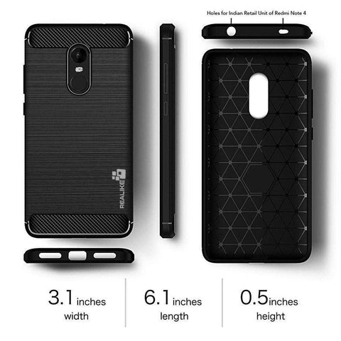 Image of Redmi Note 4 Back Cover (INDIAN Version) REALIKE™ {Imported} Premium Shockproof Crystal Transparent Back Case For Xiaomi Redmi Note 4 - 100% Fit For INDIAN Version